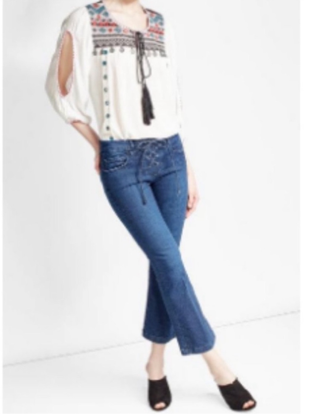 FRAME Denim Mid-rise Le Crop Mini Boot Lace Up Jeans Size 26